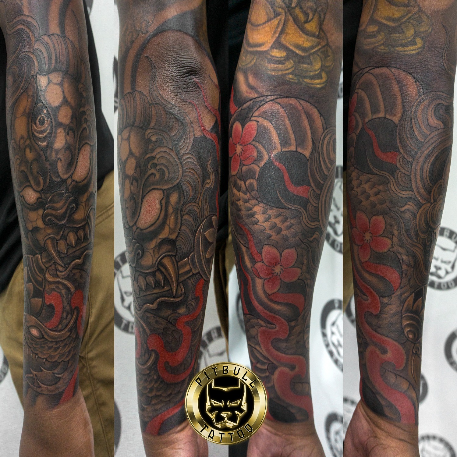 Dark Skin Full Arm Sleeve Tattoo Specialization