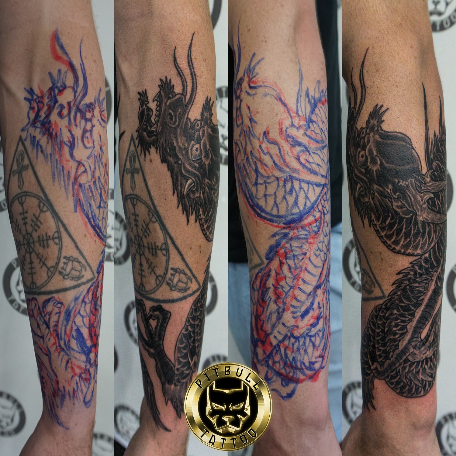 Freehand tattoo specialization Japanese Dragon Half Arm Sleeve