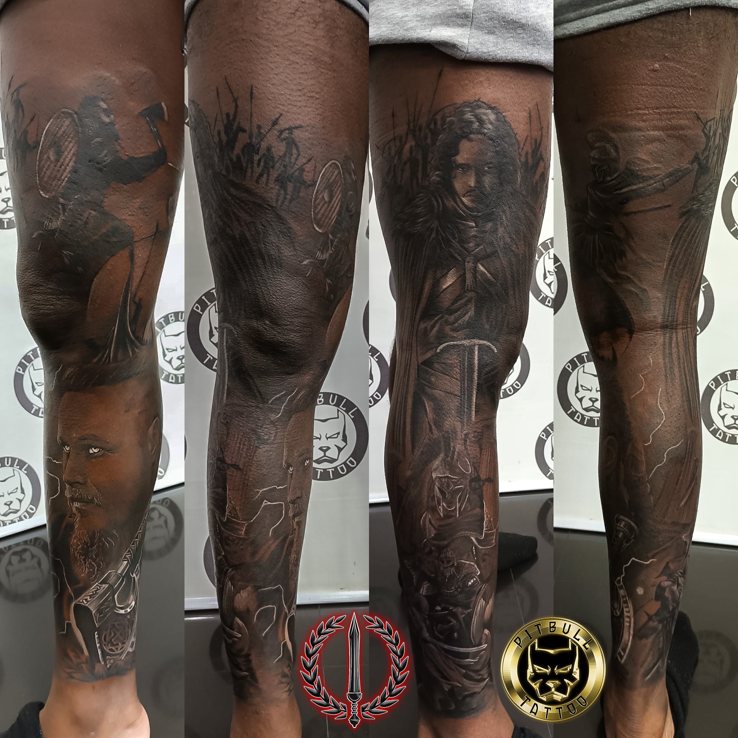 Full Leg Sleeve Dark Skin Tattoo Specialization Realistic