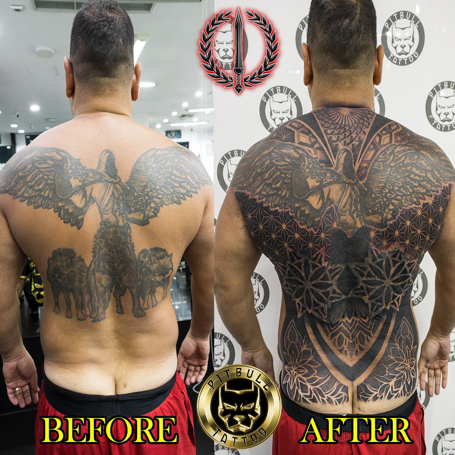 Full Back Cover Up Tattoo Specialization Angel