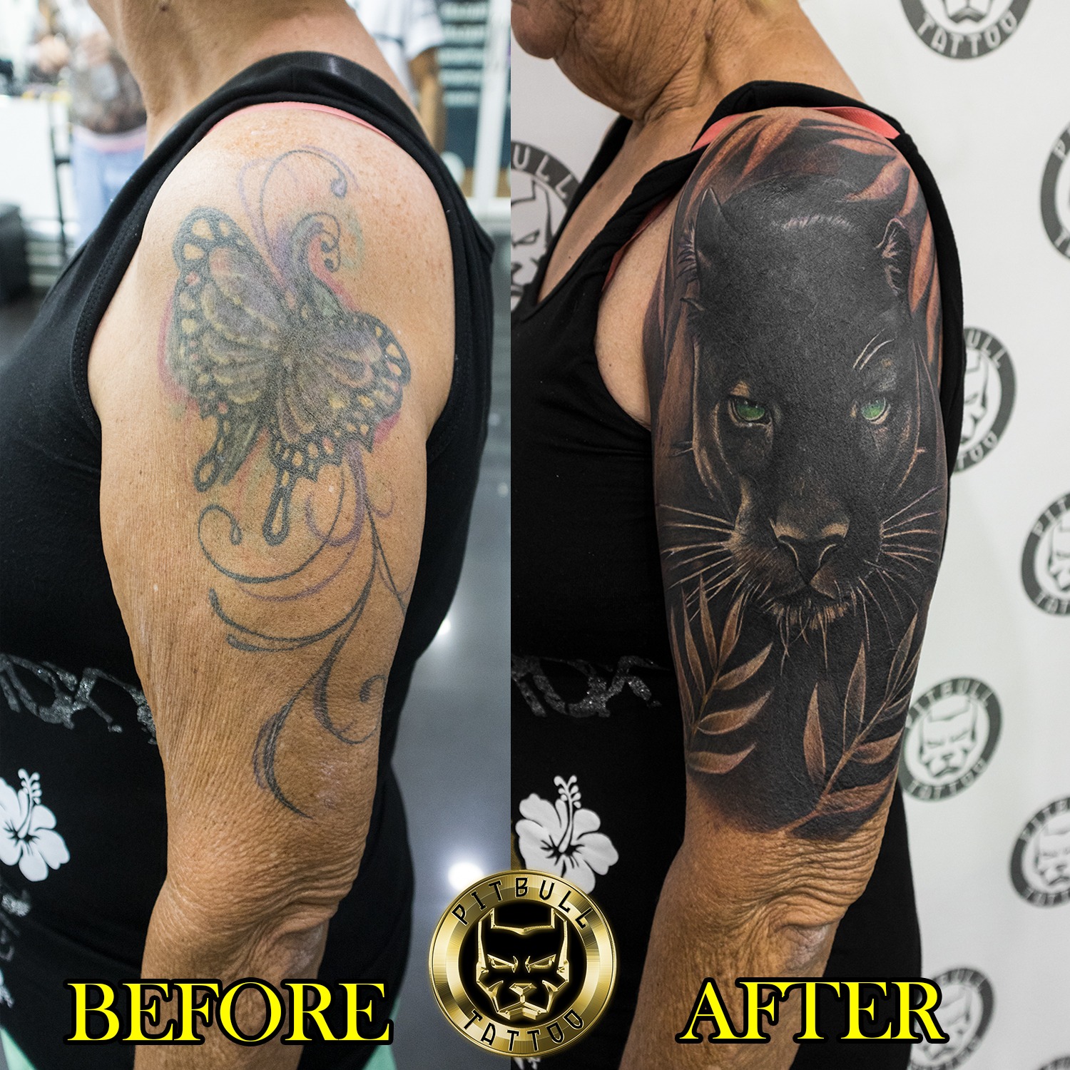Cover Up Tattoo Specialization Black and Grey Leopard
