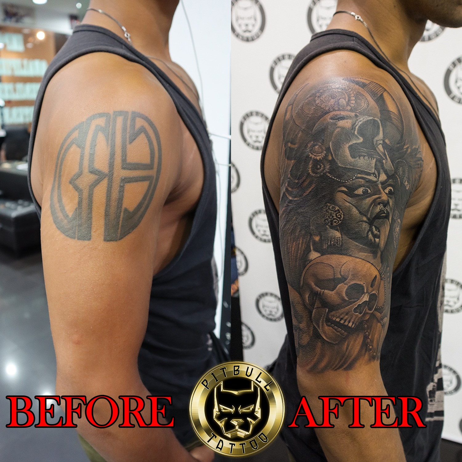 Cover Up Tattoo Specialization Black and Grey Skull