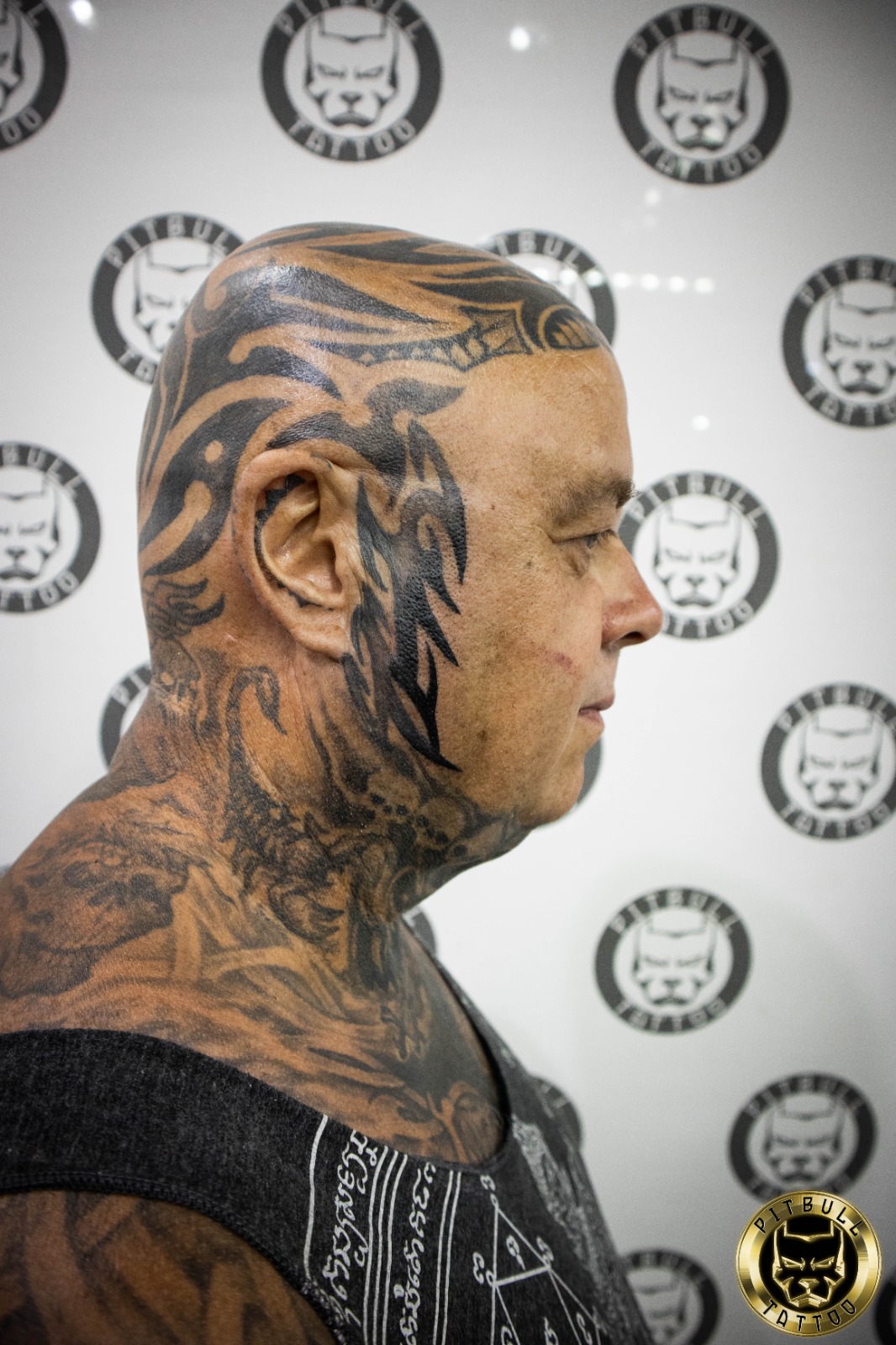 Hardcore Head Tattoo Specialization Black and Grey Tribal